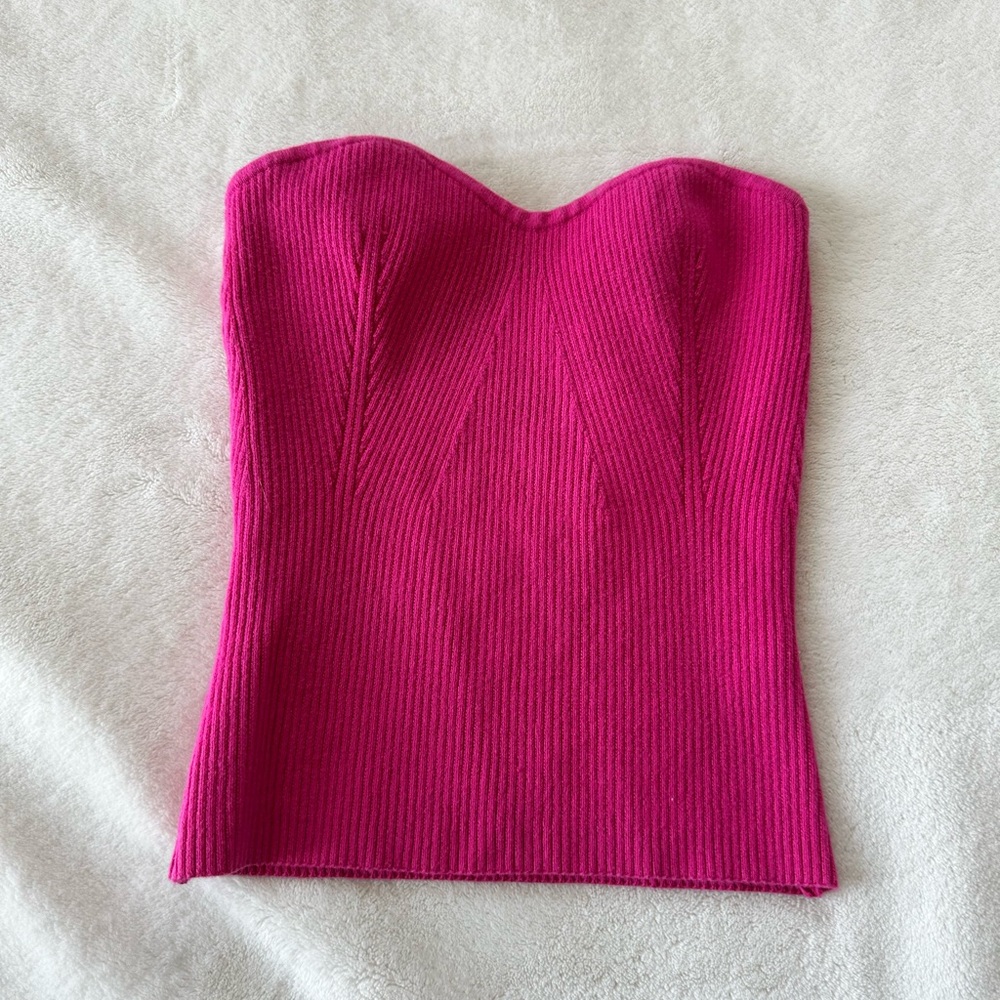 Olivaceous Fuchsia Ribbed Strapless Top